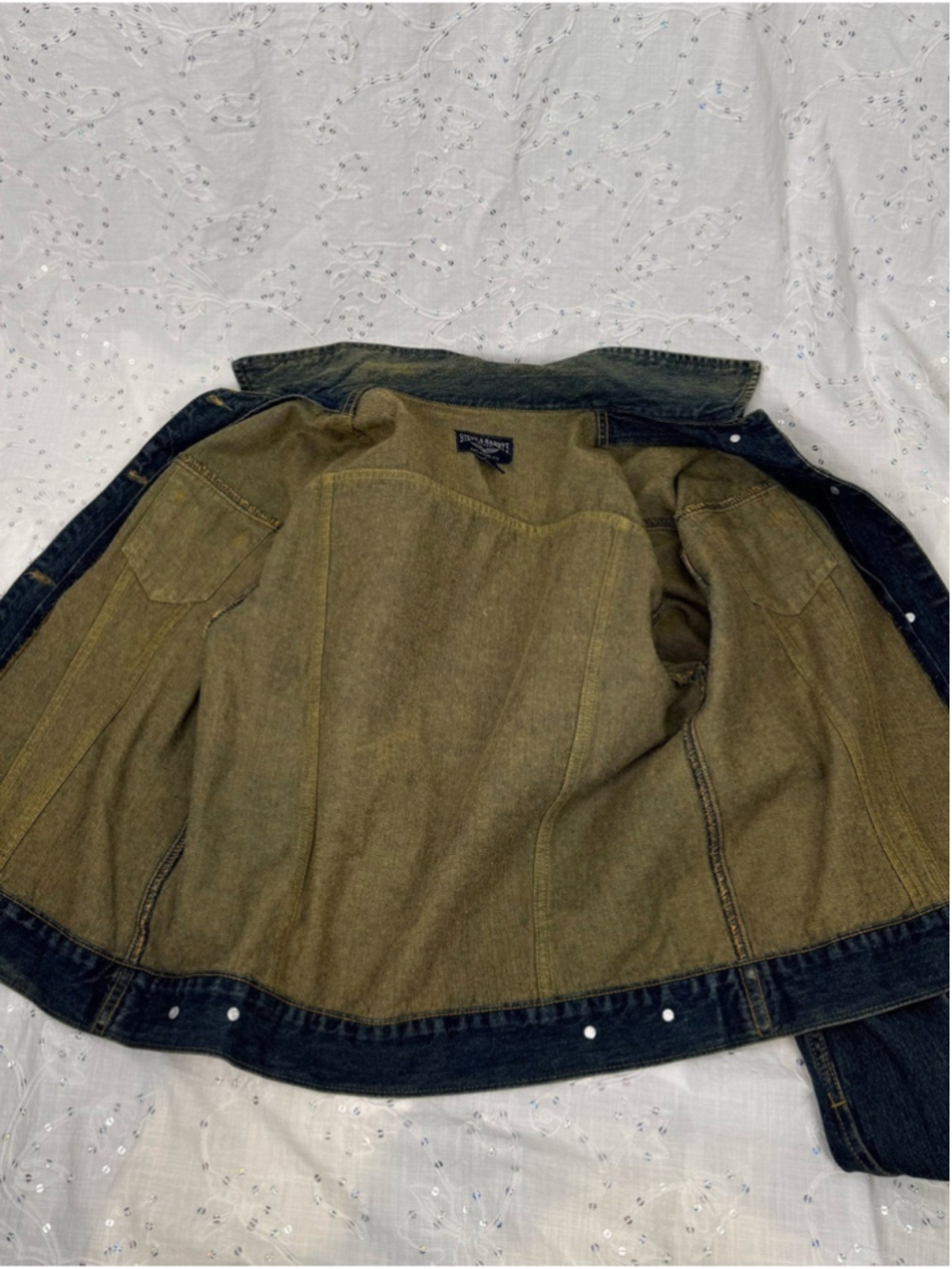 Y2K Steve & Barry’s Distressed Dark Wash Denim Jacket XXL - Picture 3 of 6